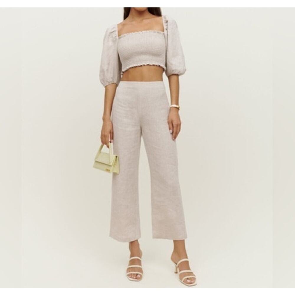 Reformation Scarlett Linen Cream Two Piece Set Size 8